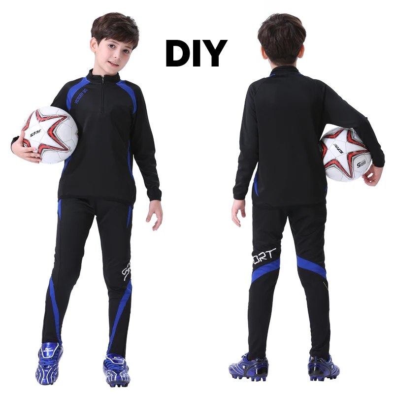 blue DIY Зимняя Молодежная Спортивная одежда для баскетбола, футбола, бега, одежда для бега, длинные штаны, теплая спортивная куртка для фитнеса, пальто на молнии, футбольные рубашки - Цвет: blue DIY