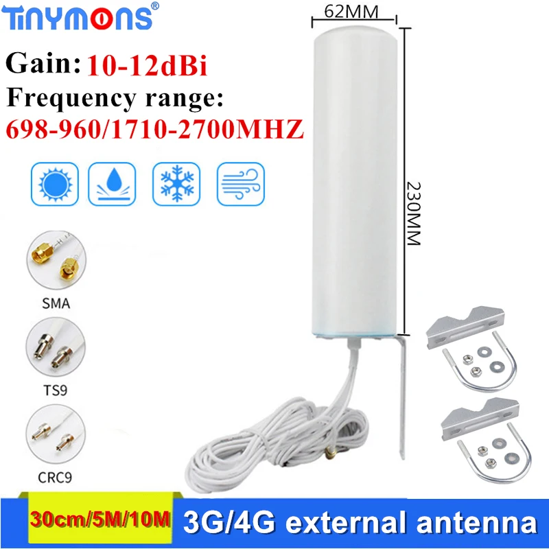 Внешняя антенна 5 м 10 4G Роутер антенны SMA CRC9 Omni 3G TS9 двойной разъем длинный кабель