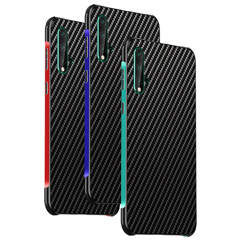 Чехол для Huawei P20 P20Pro Nova 4 5 Honor 20 металлический каркас из углеродного волокна