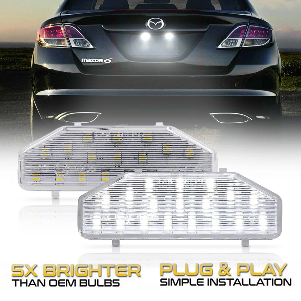 

2Pcs Error Free White LED License Plate Light Number Plate Lamp For Mazda 6 GH1&2 Atenza 2007-2012 Mazda RX-8 OEM:GS1D51270