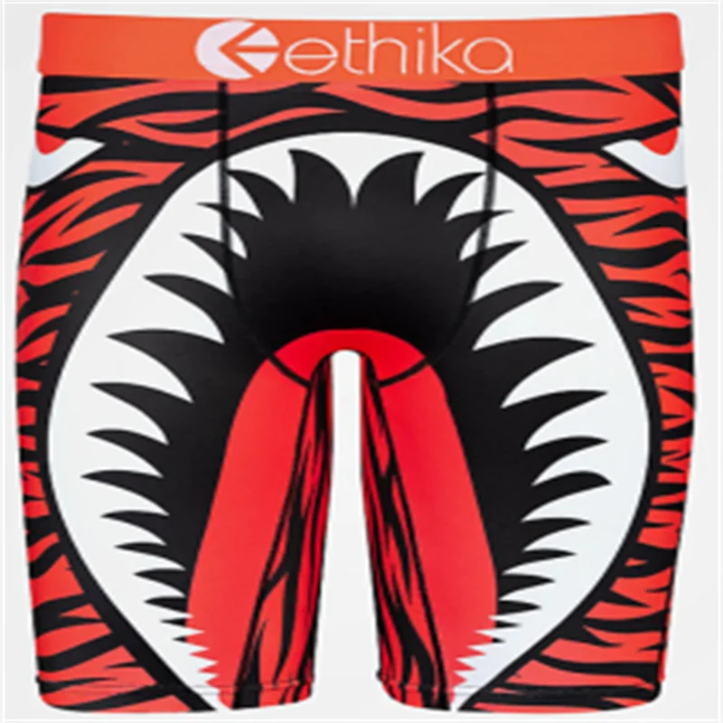 

Модное нижнее белье Ethika, мужские воздухопроницаемые шорты-боксеры, летние шорты из полиэстера с мультяшным принтом акулы