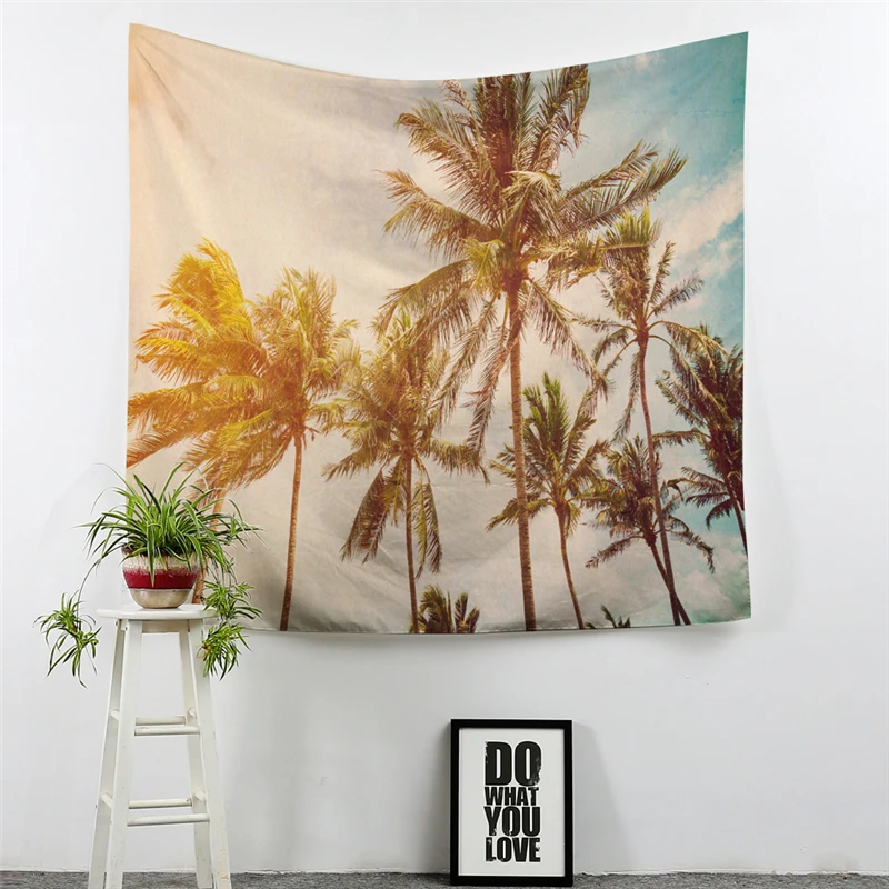 Гобелен кокосовое дерево настенная подвесная крышка с принтом листьев пейзаж
