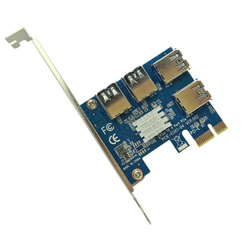 

6 шт. PCI-E 1X к внешнему 4 PCI-e переходная плата для слота карты PCIe 1 до 4 PCI Express 16X адаптер USB3.0 порт Riser для Биткойн шахтера