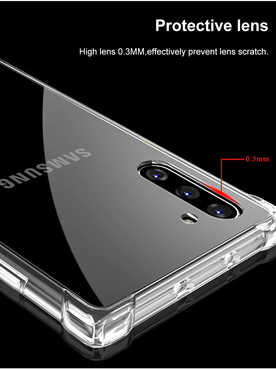 Супер Противоударный прозрачный мягкий чехол из ТПУ для Samsung S20 Ultra S10 S9 S8 Plus Note 10 Pro