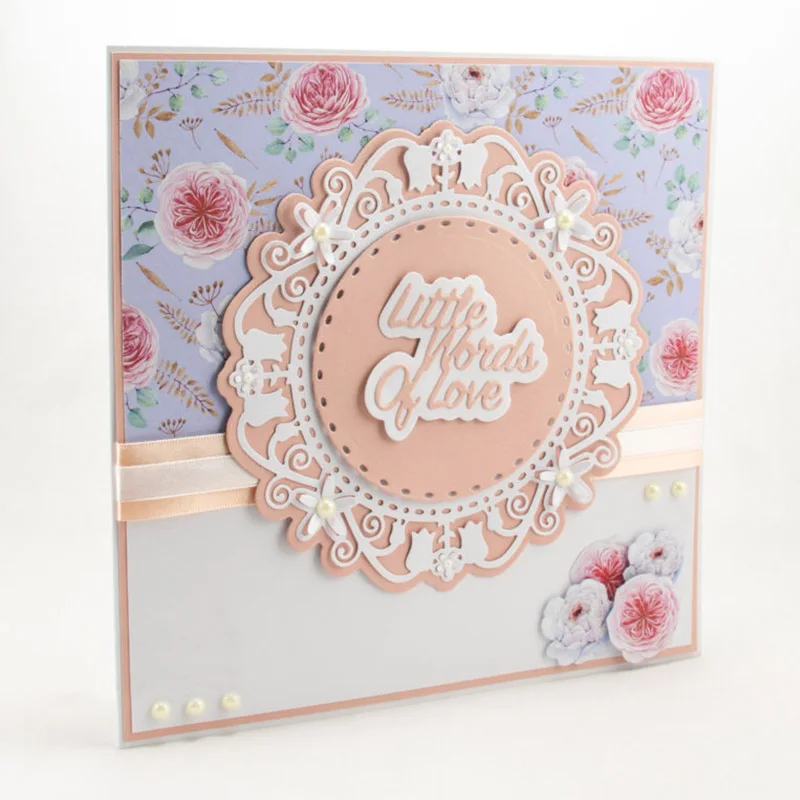 

Layered Geometry Lace Border With Sentiments Metal Cutting Dies Set DIY Scrapbooking Craft Paper Cards Embossing Dies 2020 New