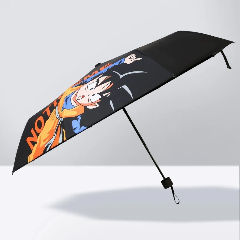 Anime Goku Folding Rain Umbrella For Kids Black Coating Parasol Children Gifts | Umbrellas