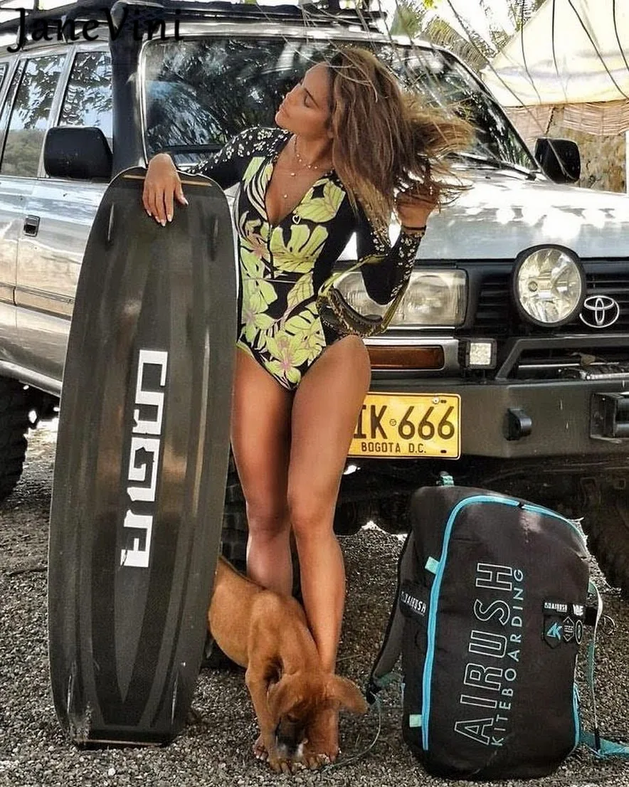 Сексуальный черный слитный купальник jaevini с длинным рукавом стринги купальники