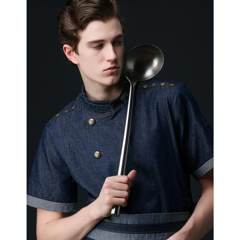 

Hotel chef uniform single button chef jacket short-sleeved restaurant kitchen uniform thin breathable Work shirt Chef clothes