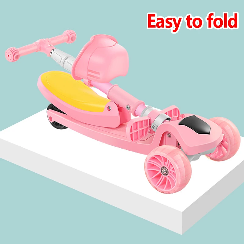 От 3 до 10 лет детские регулируемый самокат складной сиденье мигает колеса шаг