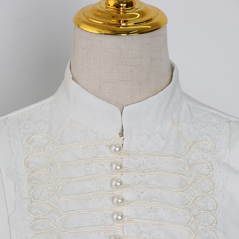 Женское мини-платье TWOTWINSTYLE белое с длинными рукавами-фонариками вышивкой и