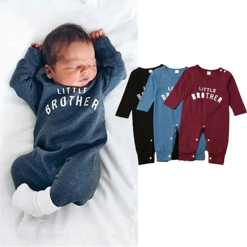 Pudcoco 2021 Newborn Baby Boy Long Sleeve Little Brother Romper Jumpsuit One-Piece Clothes