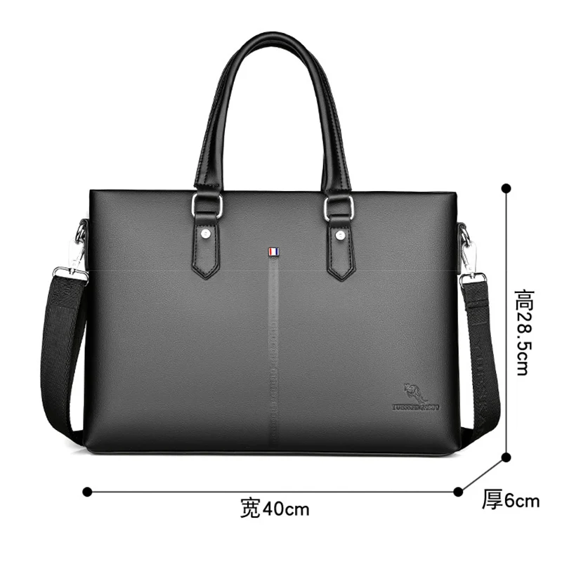 Men's Leather Briefcase Large Handbags Crossbody Shoulder Bags for Man Luxury Business Tote Messenger Bags Laptop Computer Bag