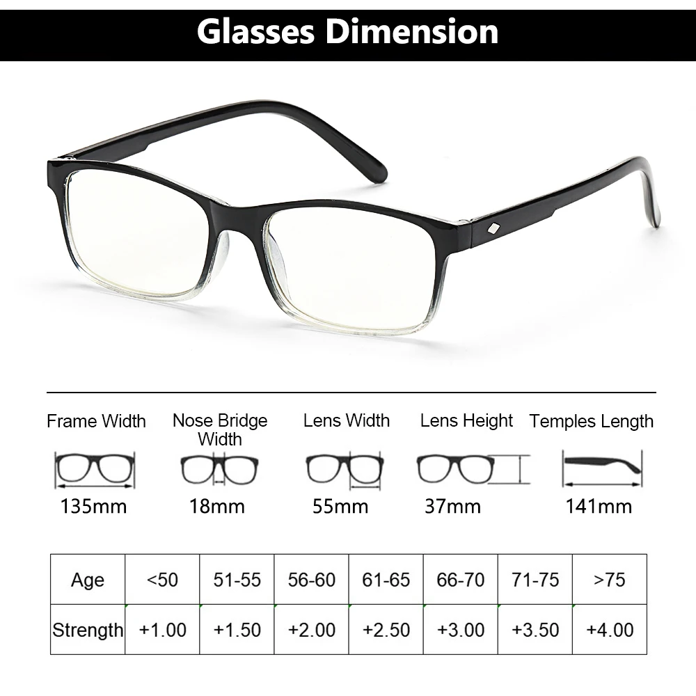 

1Pc Gradient Reading Glasses Unisex Anti-blue Light Blocking Presbyopic Glasses Women Men Portable Eyewear+1.0~+4.0 Dropship