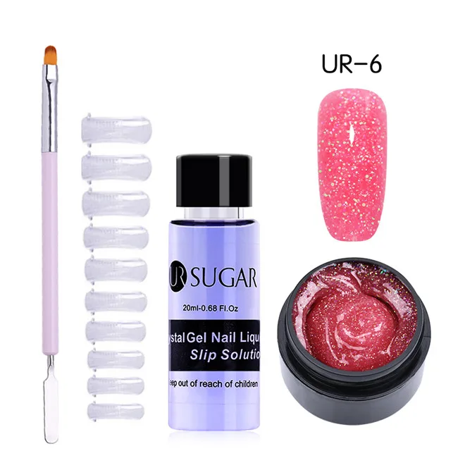4pcs set6 UR SUGAR 15 мл Быстрый строительный поли гель продлевающий половой акт розовый блеск Замачивание от УФ СТРОИТЕЛЬ удлинение гель набор Типсы для маникюра палец расширение - Цвет: 4pcs set6