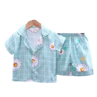 new summer kids girls fashion clothes children pajamas shirt shorts 2pcssets toddler casual clothing baby boys cotton sleepwear