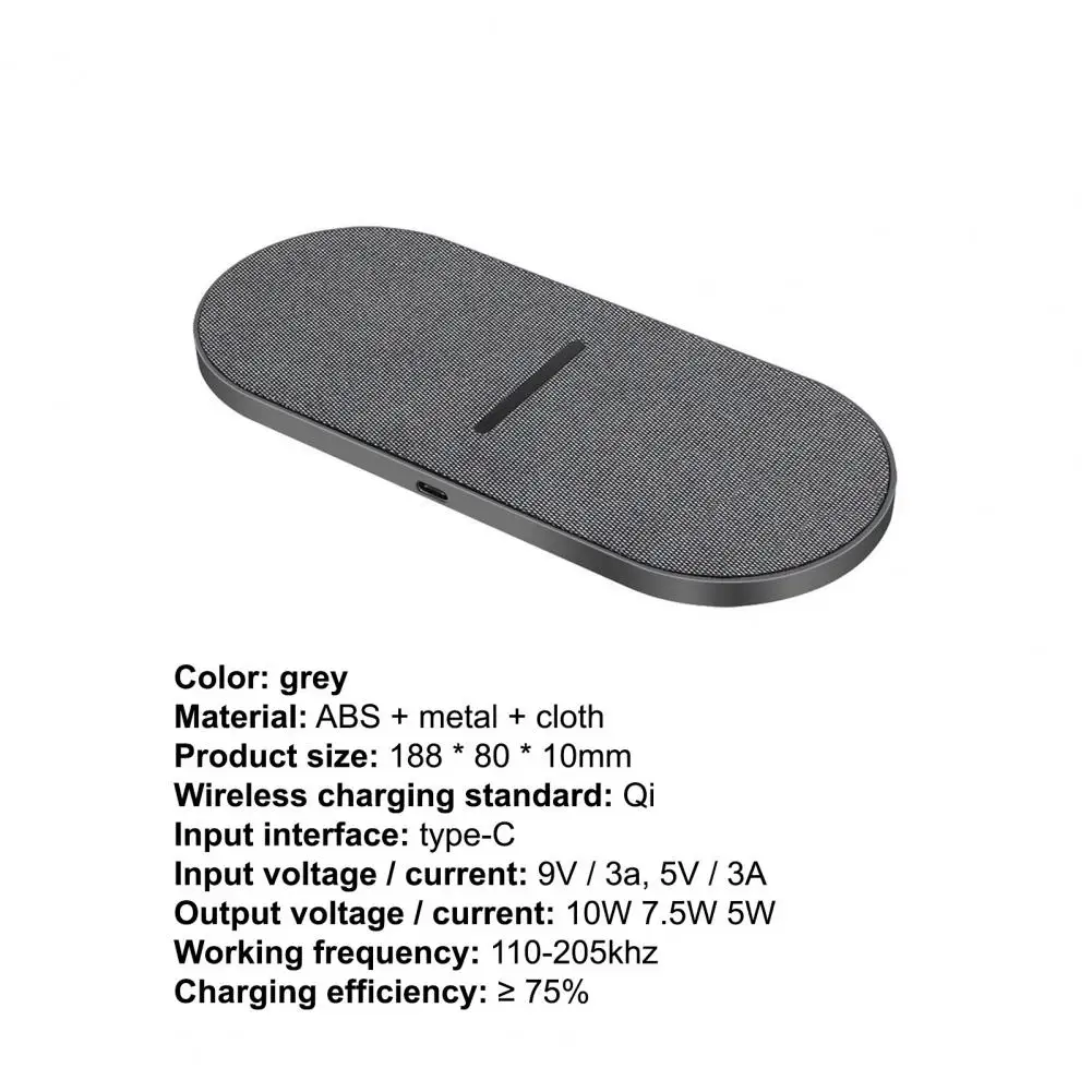 

2-in-1 10W Dual Seat Qi Wireless Charger Fast Charging Pad for Mobile Phone Earphone