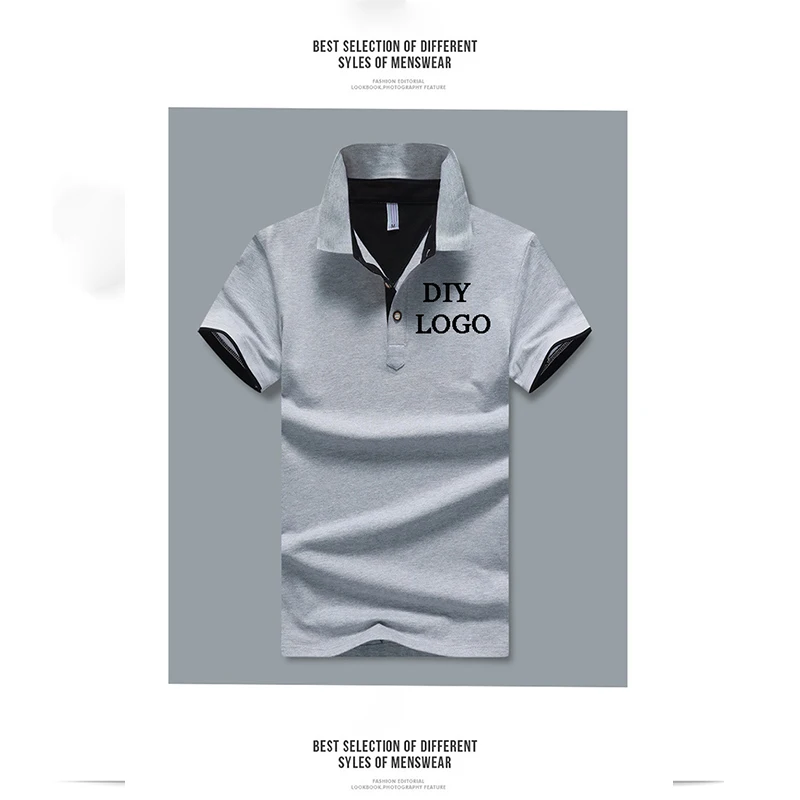 Летняя однотонная дышащая рубашка поло с коротким рукавом Повседневная