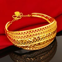 thick hollow cuff bangle women bracelet 18k yellow gold filled fashion jewelry gift