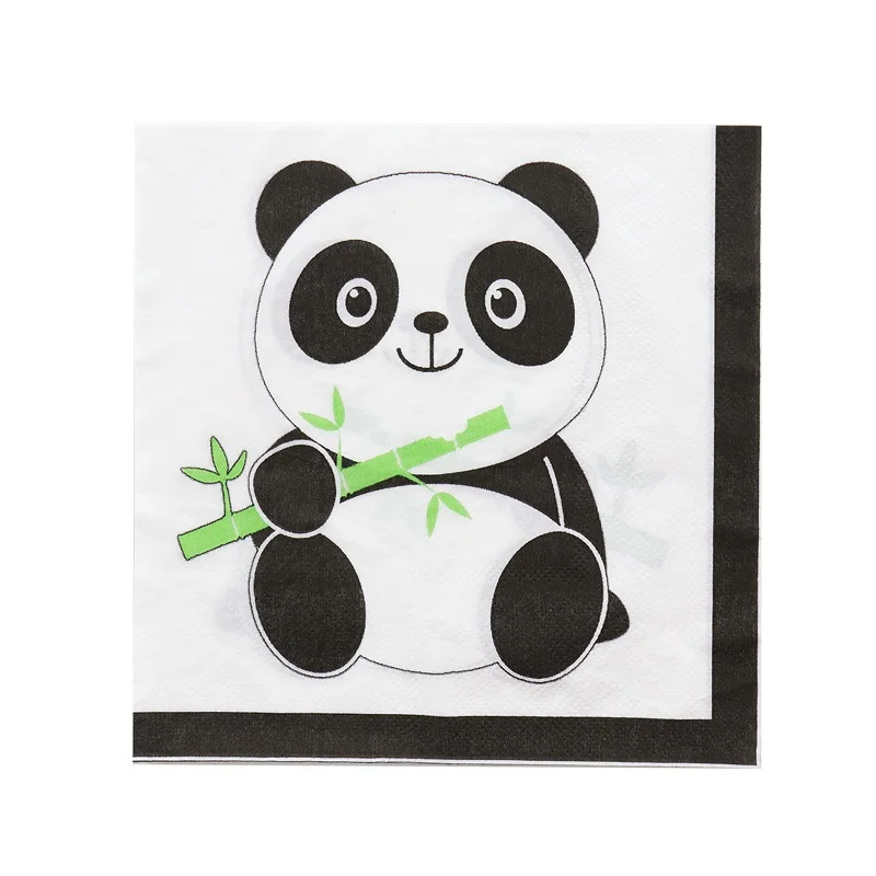 20pcs Napkin Горячее предложение: вечерние баннеры с изображением мультяшной панды на день рождения, салфетки, шарики с пандой, топперы для торта, подарочные пакеты для детского душа для дома - Цвет: 20pcs Napkin