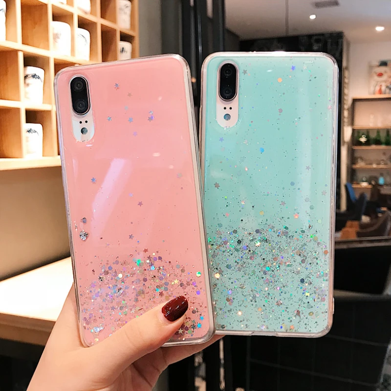 Мягкий силиконовый чехол сверкающий с блестками для huawei mate 20 P10 Plus P20 P30 Lite Pro honor V 10 20 Pro Lite Nova 3i 3 4 e Sequins Cover