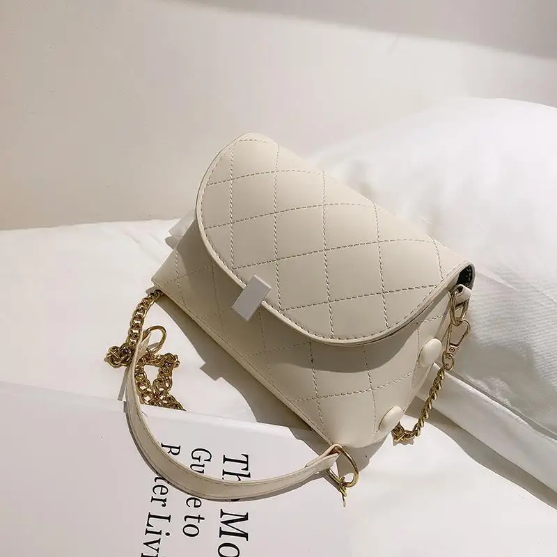 

Lingge Chain PU Soft Leather Handbag 2021 New Autumn and Winter Square Women's Designer High-quality Literature Crossbody Bags