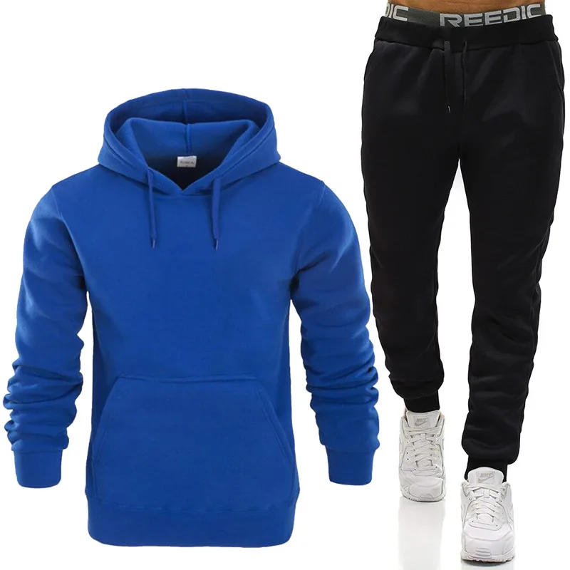 

Trend Brand Men Sports Casual Sets New Men's Hoodies + Pants Two-Piece Suit Tracksuit Fashion Solid Color Sets Male Clothing