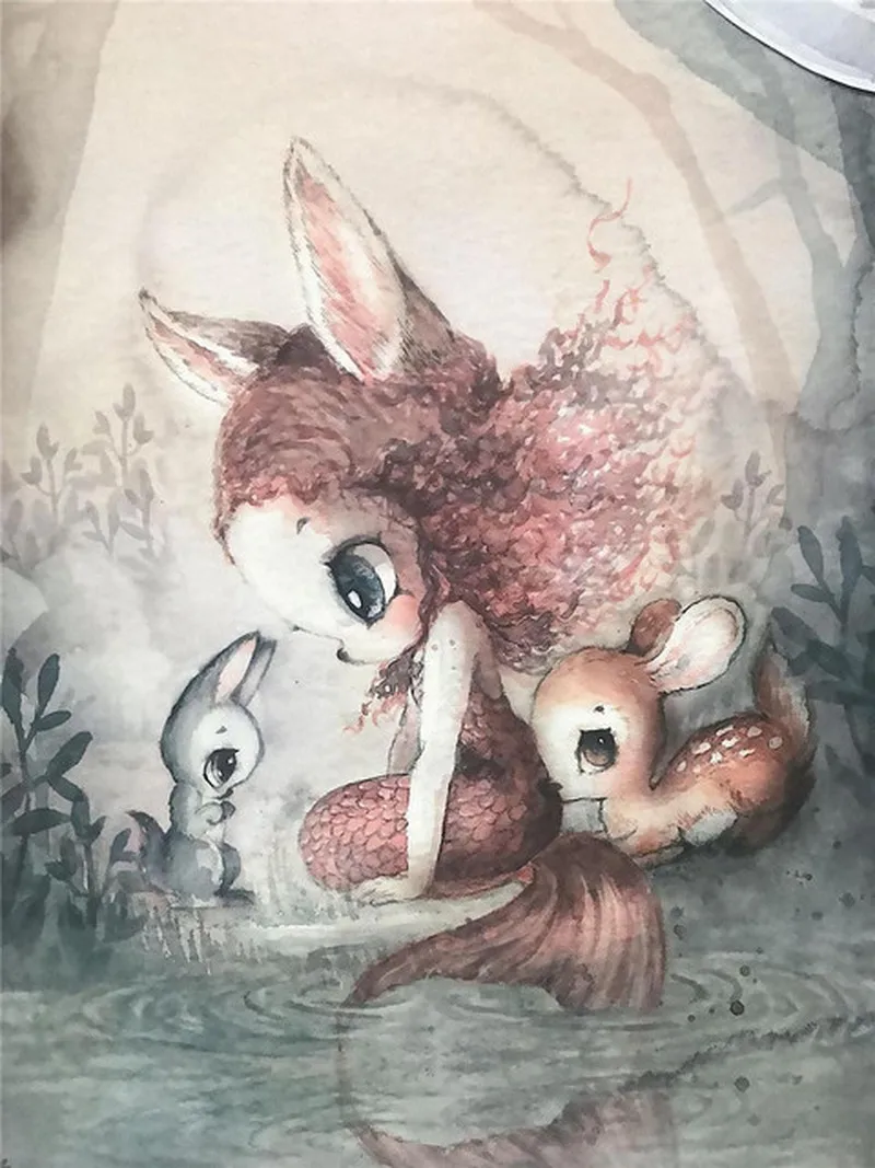 Цветочный принт с кроликом в стиле бохо Настенные художественные постеры на