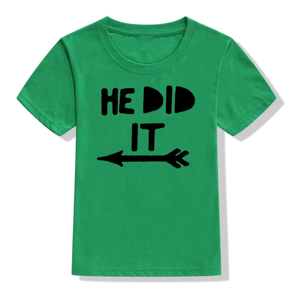 Забавная детская футболка с надписью He Did It подходящая для малышей мальчиков