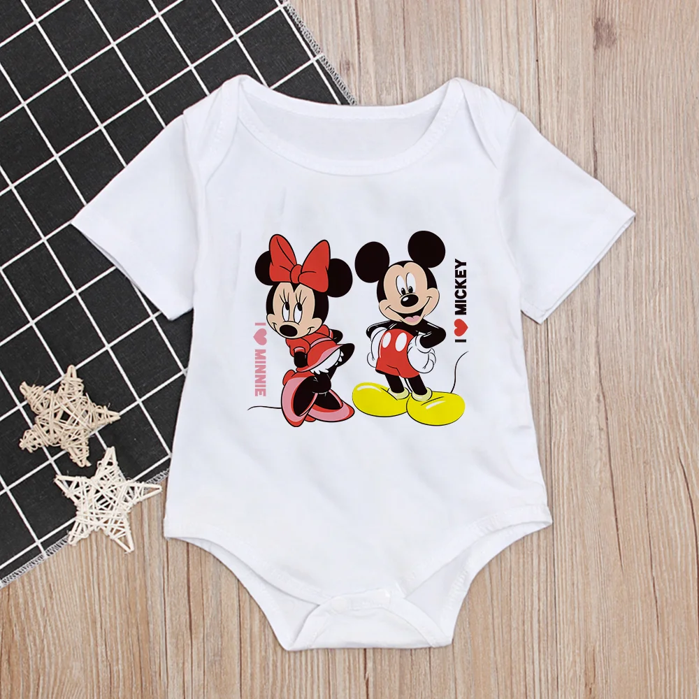 

Mickey Minnie Baby Clothes Summer Short Sleeve O-neck Newborn Jumpsuits Baby Boys Girls Cartoon Disney Bodysuit Infant Clothes