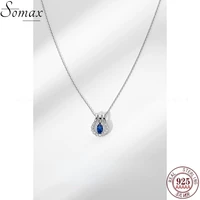 925 sterling silver plating 14k gold necklace womens multi wearing sapphire temperament pendant wild clavicle chain jewelry