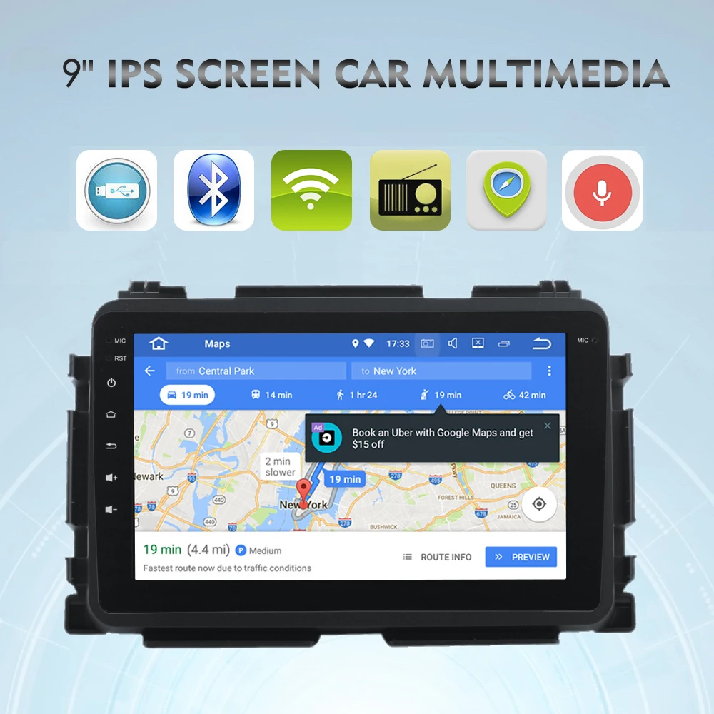 1 din радио android 9,0 gps Navi для Honda Vezel HR-V вариабельности сердечного ритма 2.5D ips авто радио Мультимедиа Стерео 8-ядерный BT