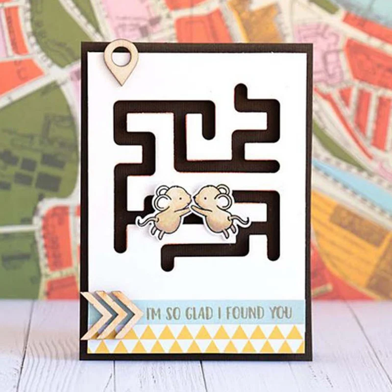 Милый лабиринт в форме сердца металлические трафареты для резки изготовления