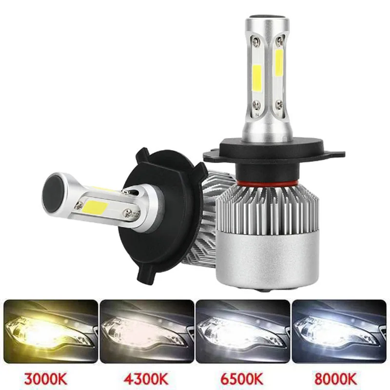 

2Pcs H4 H7 H11 9005 9006 H1 COB Car LED Headlight Bulbs Hi-Lo Beam 72W 8000LM 6500K/4300K Auto Led Headlamp Car Light 12V 24V