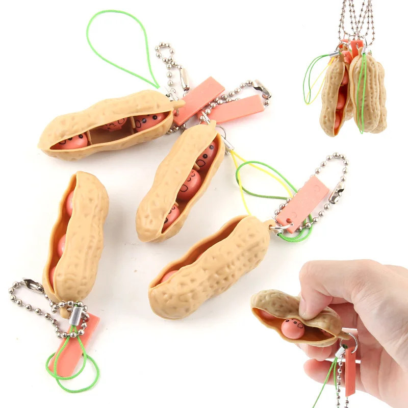 

Extrusion Peanut Key Chain Toy Squeeze Decompression Funny Cartoon Animal Anti Stress Relief Soft Interesting Squishy Adult Gift