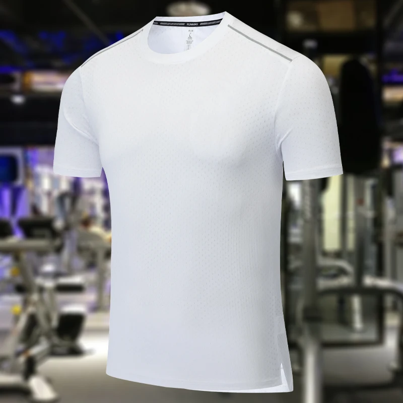 

Mens Tshirt Sports Outdoor Marathon Active Running Short Sleeves Mesh Quick Dry Training Shirts Breathable Solid Gym T