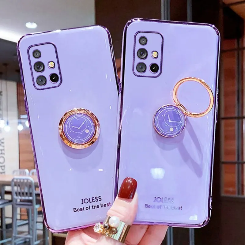 Роскошный противоударный мягкий чехол с держателем для Samsung A51 A71 A50 A70 A12 A32 A22 A82 A52 A72 A15 A31 A41 M62 F62 M11 M31 M51 A42, чехол