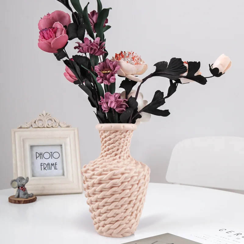 

Plastic Vase for Home Decor, Plastic Vases, Imitation Ceramic, Unbreakable Flower Basket for Wedding, Modern Nordic Room