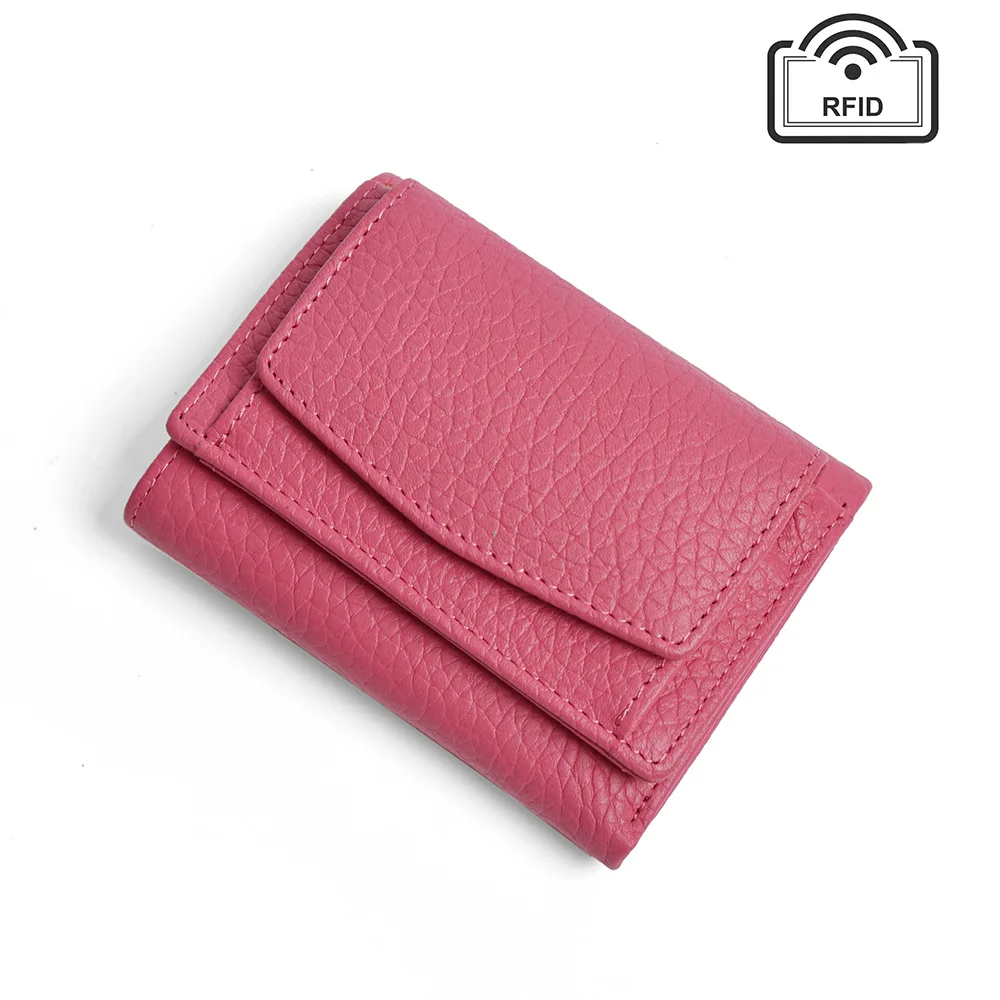 Модный кожаный женский кошелек короткий из воловьей кожи в японском стиле