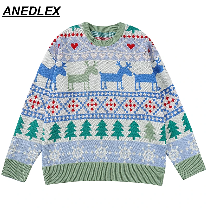 

Вязаный свитер в стиле хип-хоп, уличная одежда, пуловер в стиле пэчворк с графическим принтом в виде сердца и дерева, хлопковый свитер в стил...