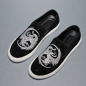 new hot selling brand mens shoes 2021 spring fashion wild trend comfortable rhinestone casual shoes mens shoes without laces free global shipping