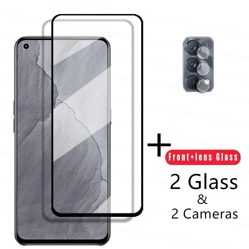 

4-in-1 2.5D Tempered Glass For Realme GT Master Glass For Realme C25 C21 C11 C15 Screen Protector Len Film For Realme 8 7 X7 Pro