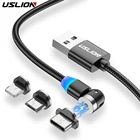Магнитный кабель USLION USB Type-C, Micro USB, для iPhone 11, 8, XS Max, Xiaomi, со светодиодной подсветкой, 540