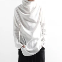 mens t shirts spring and autumn korean edition new plain turtleneck loose fitting irregular long sleeve t shirts trend