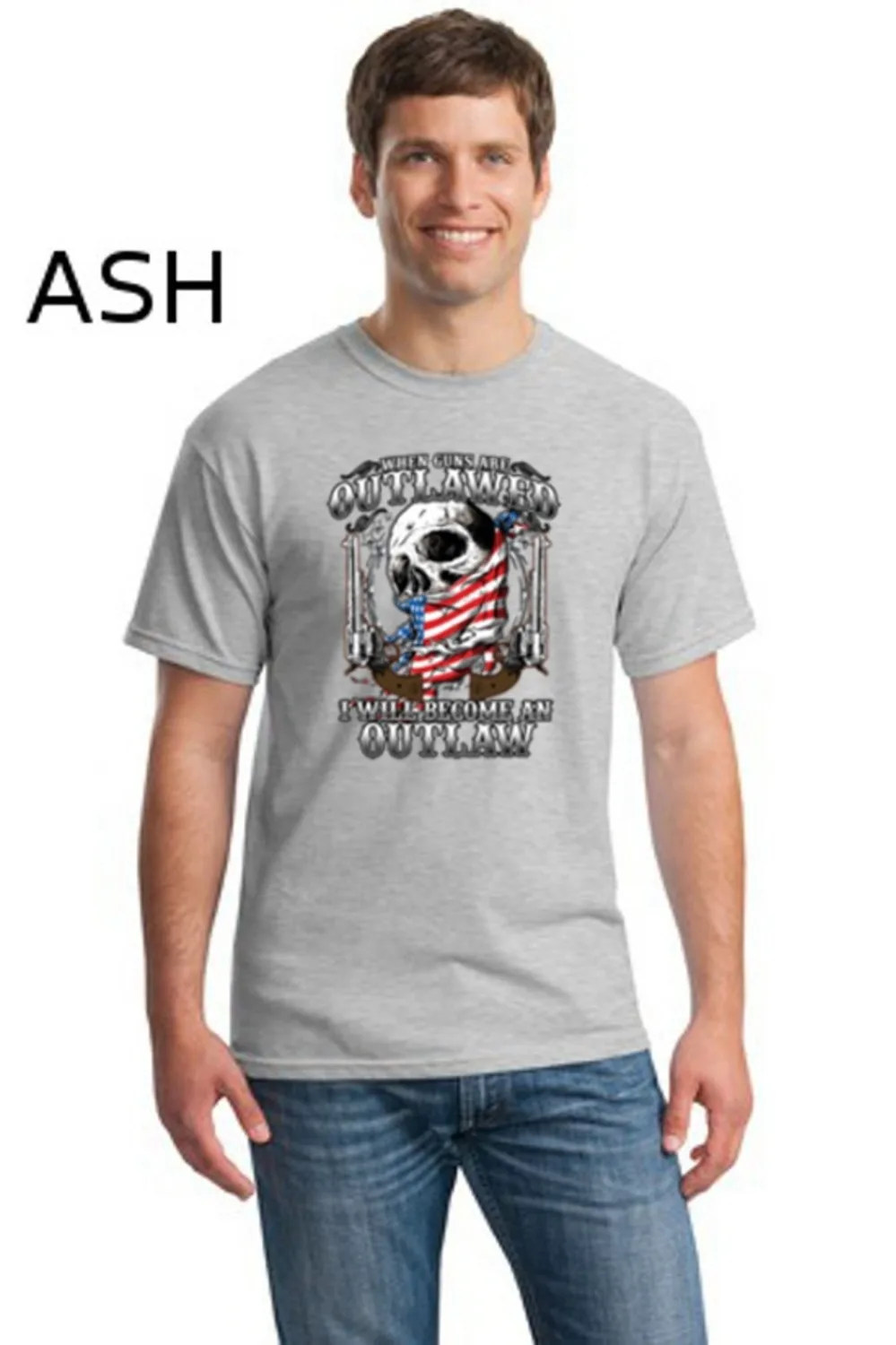 

2020 Hot Sales Men'S Short Sleeve O-Neck T-Shirts 2Nd Amendment I Will Become Outlaw Gun Right Nra Ar15 Patriotic Tee Shirt