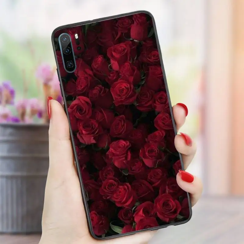 

Red rose flower pattern Phone Case For Huawei honor Mate P 10 20 30 40 i 9 8 pro x Lite smart 2019 nova 5t