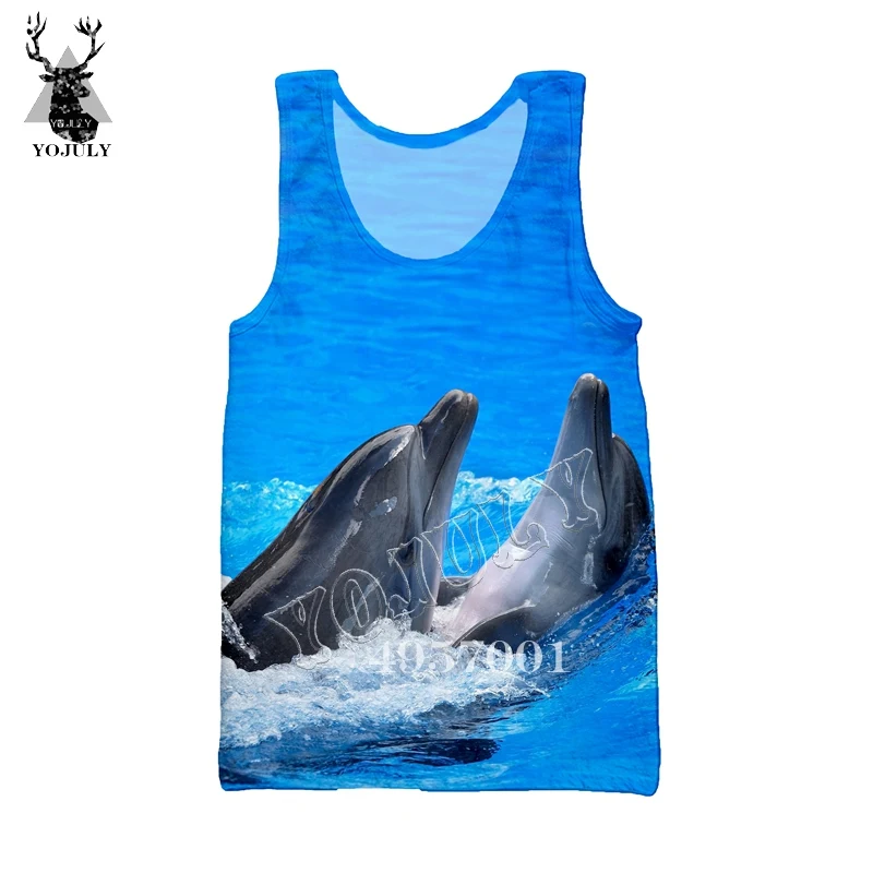 YOJULY Dolphin 3D принт Harajuku майка для мужчин Модный повседневный жилет Летний морской плавание унисекс уличная одежда рубашки без рукавов Ve31 - Цвет: 9