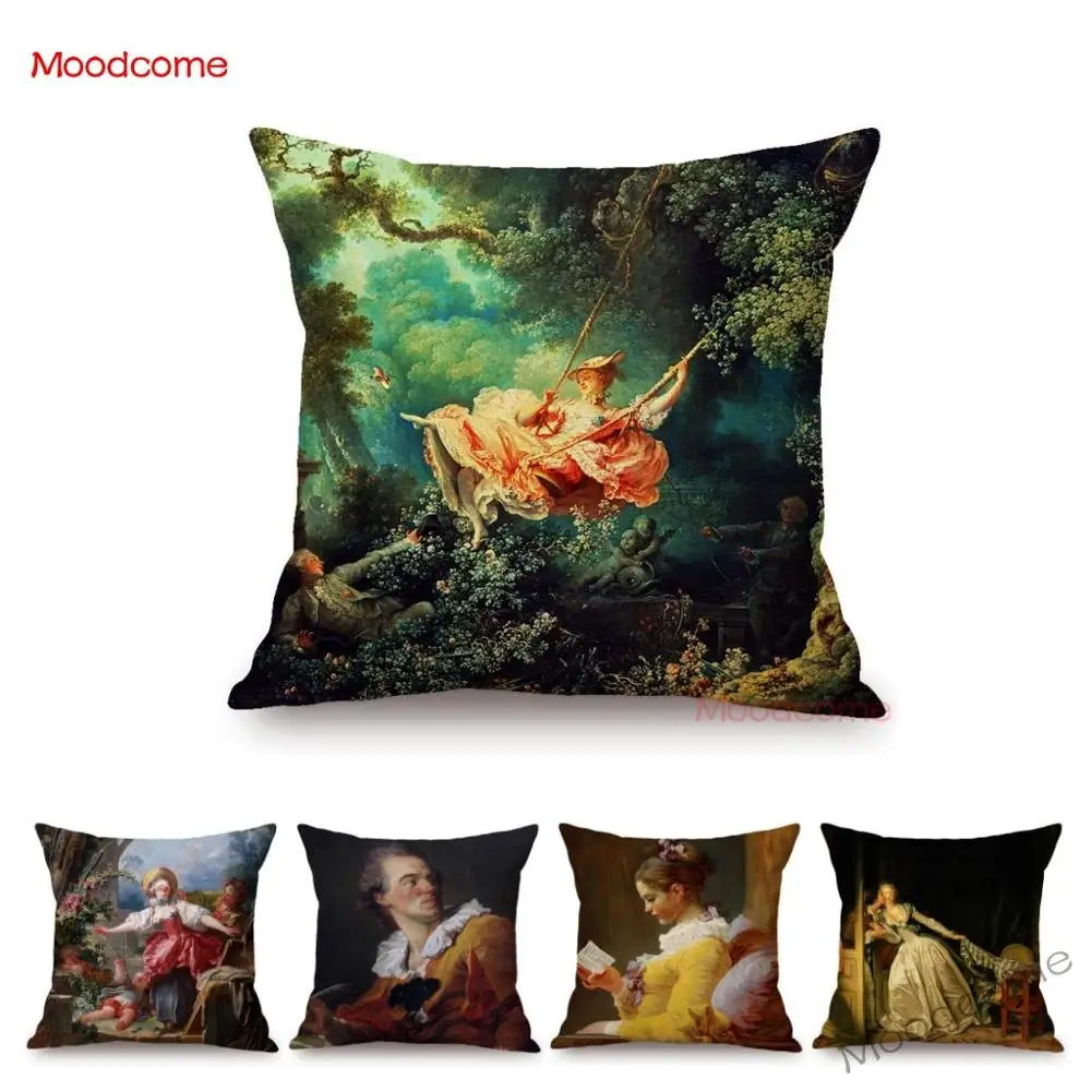 Чехол для диванной подушки в стиле рококо с изображением девушек украденных