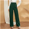 SHEIN Green двубортные прямые однотонные длинные брюки женские осенние с высокой талией прямые элегантные офисные платья Брюки