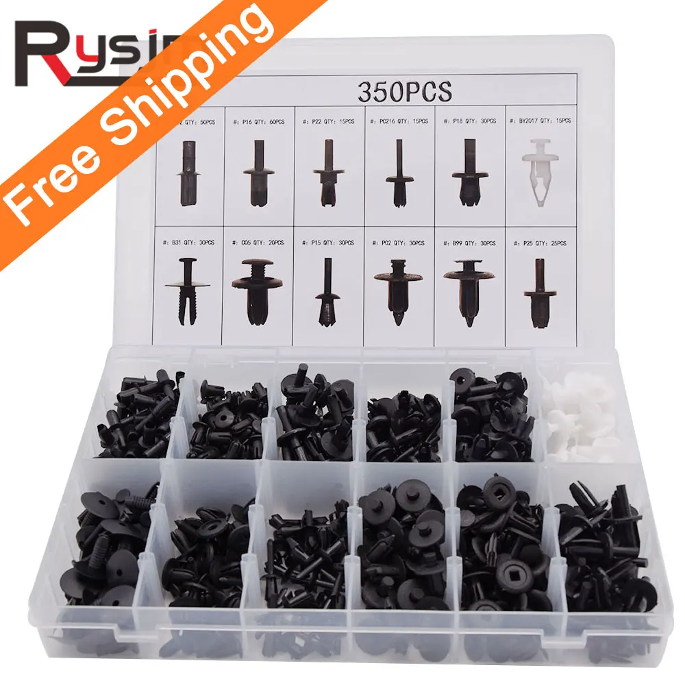 

US Shipment 350Pcs Car Body Plastic Push Pin Rivet Fasteners 12 size clips auto for nissan accessories for bmw e46 auto interior