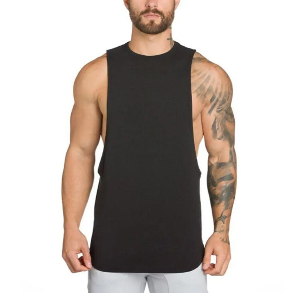 

Summer Men's Blank Cotton Loose Vest European And American Long Fitness Casual Sports Hurdle Base Vest